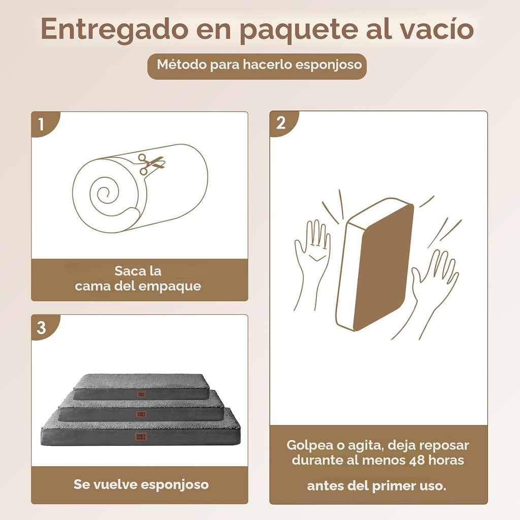 EHEYCIGA Cama extra grande para perro, lavable con funda extraíble, camas ortopédicas para perros, colchón para perro, gris, 44.1 x 31.9 x 3.0 in