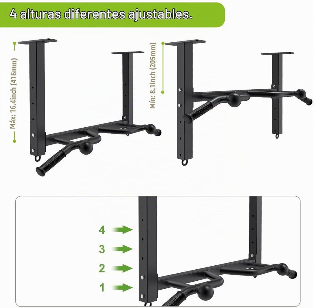 Kipika 32" Barra de tracción de techo montada - Muy duradera, Altamente ajustable, Barra de dominadas multifuncional - Sistema de gimnasio en casa con colgador para bolsa de golpe y entrenamiento con bandas de resistencia