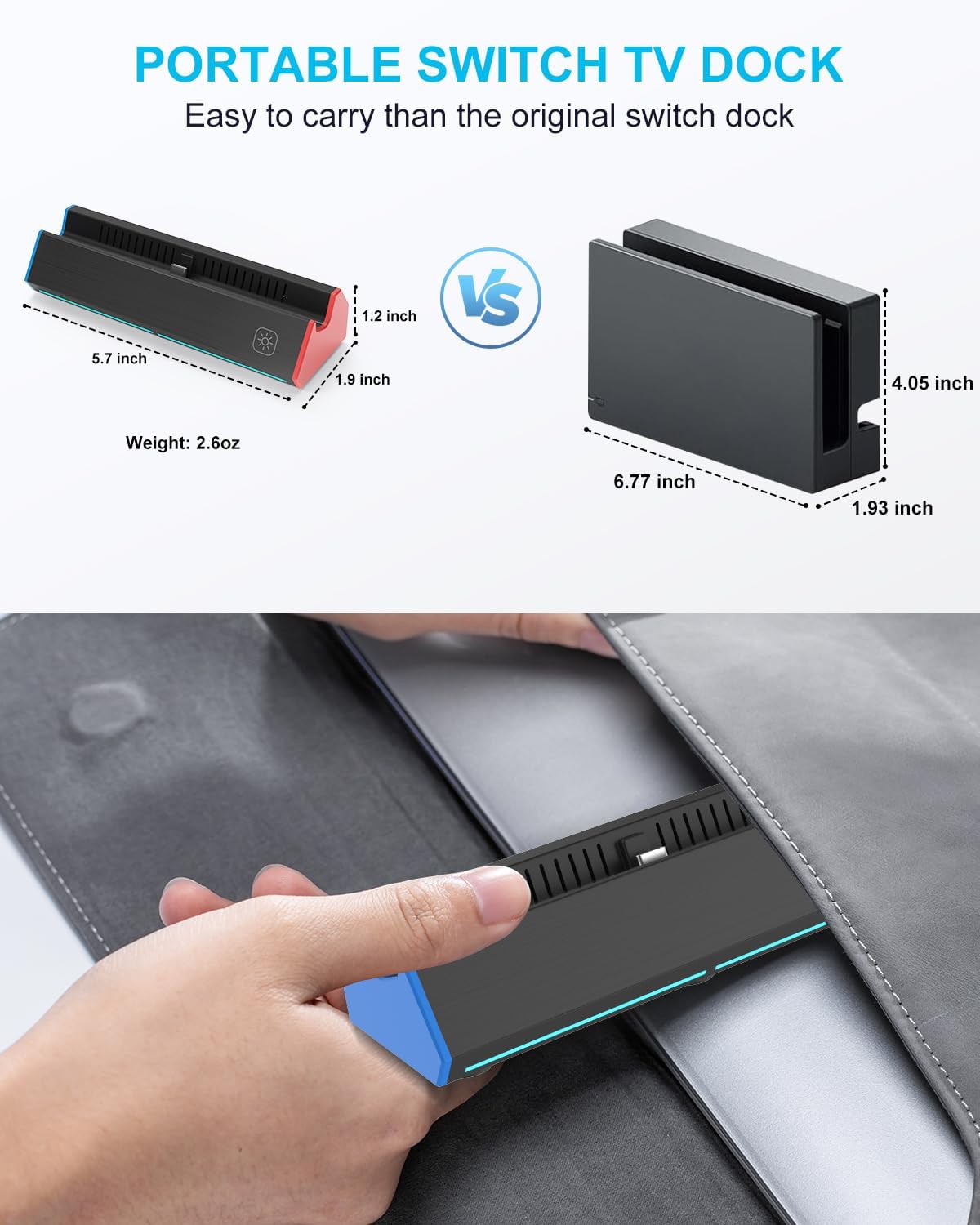 iPLYGAM Switch Dock para Nintendo Switch1/OLED, Estación de Dock Portátil para Switch con 4K HDMI/USB/Tipo de Puerto, Reemplazo para Dock de Nintendo Cargador (NO Cable Incluido)
