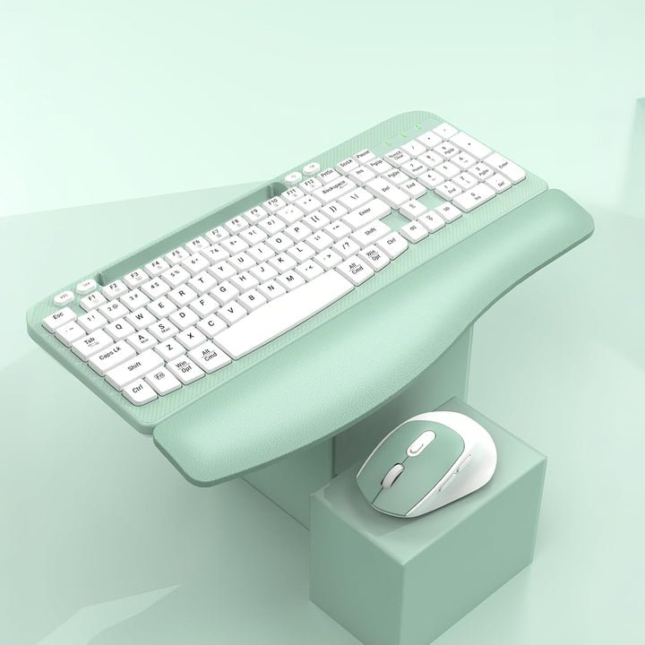 Juego de teclado y mouse inalámbricos, teclado ergonómico de tamaño...