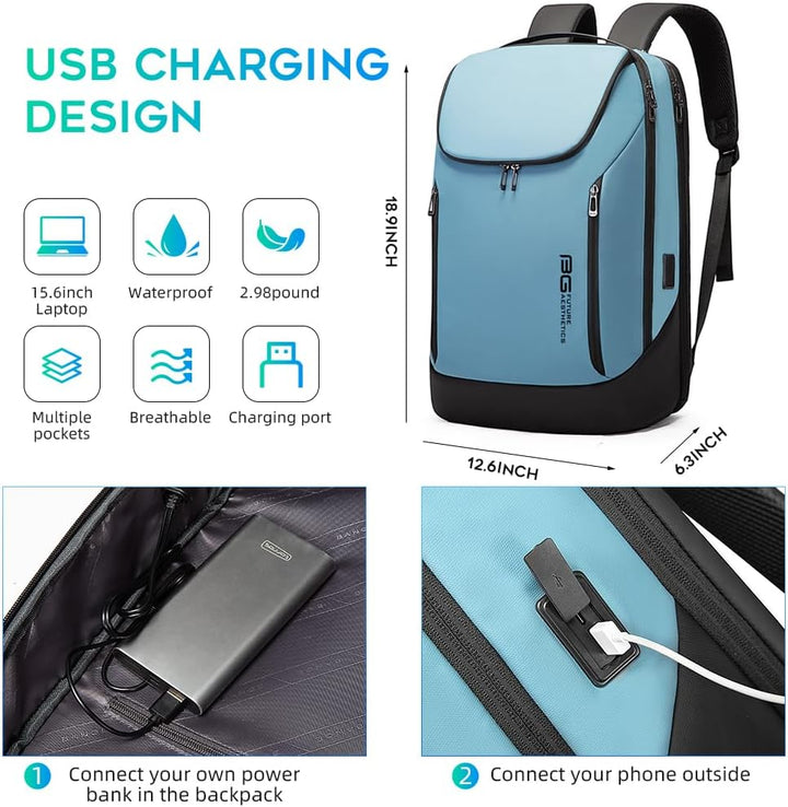 BANGE Mochila inteligente de negocios, impermeable, para laptop de...