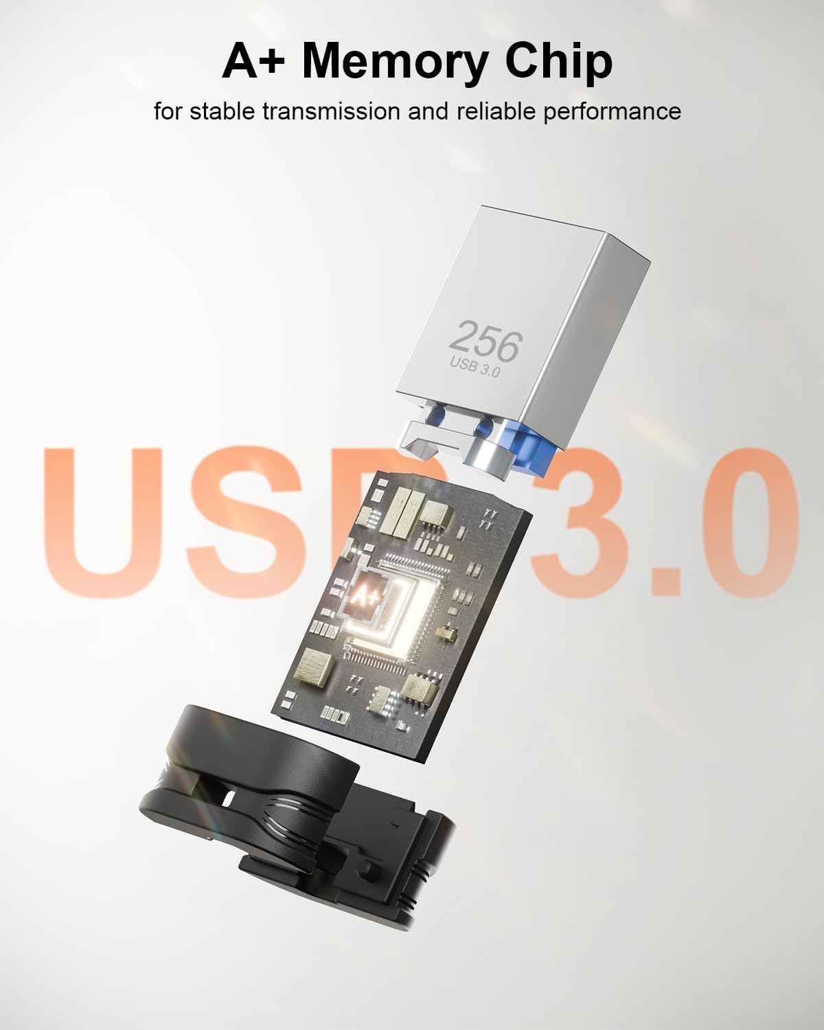 Unidad flash USB 3.0 de 256GB, Mini unidad flash a prueba de agua c...