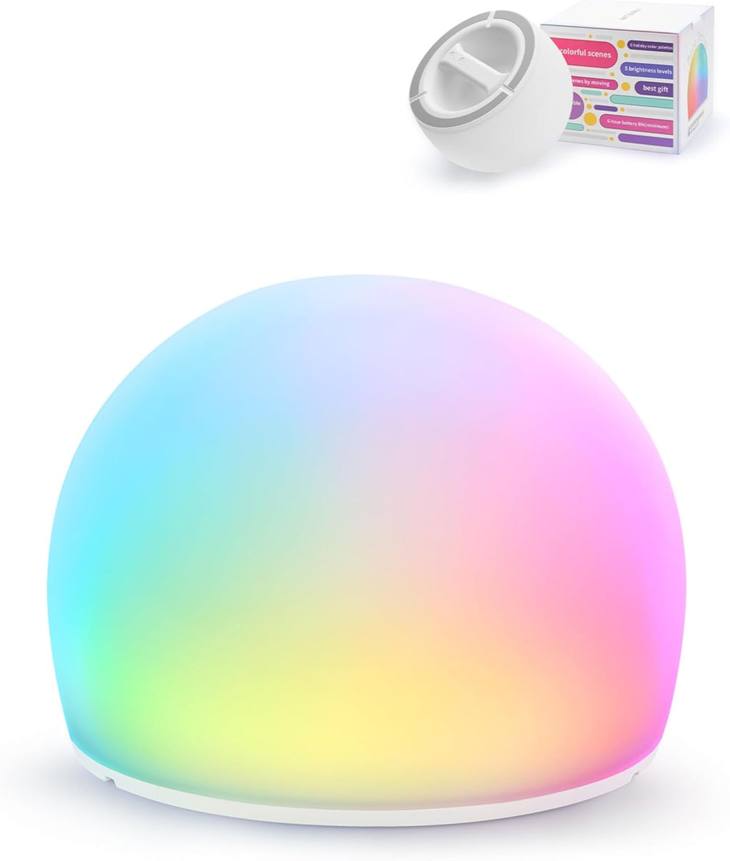 Lámpara Luz nocturna de huevo blanda profesional para niños, luz suave con varios colores, luz interactiva para aliviar el estrés, juguetes para ansiedad, 5 niveles de brillo, atenuación automática en 30 minutos