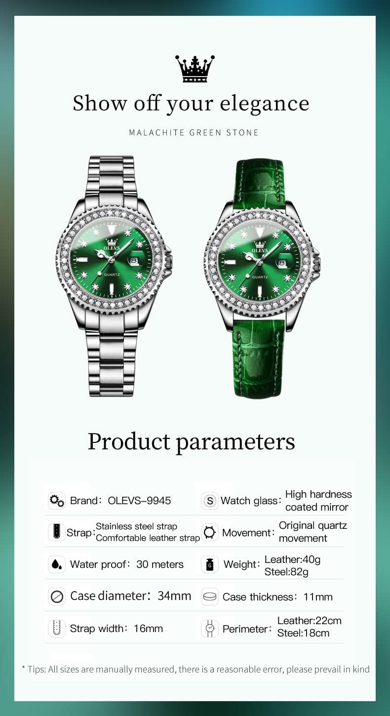 OLEVS Relojes para Mujeres Lujo Diamante con Fecha Analógico Cuartz para Mujer