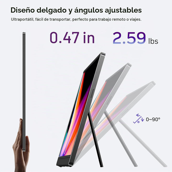 Anyuse Monitor portátil de 18.5 pulgadas 100Hz FHD 1080P IPS con so...