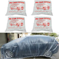 4 paquetes de fundas desechables de plástico transparente para automóvil, cubierta universal de lluvia y polvo para garaje con banda elástica, mediana (15.7 pies x 24.6 pies)