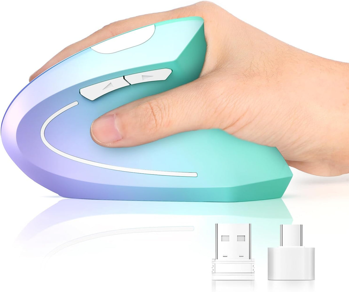 Lekvey Ratón ergonómico, ratón inalámbrico vertical USB-C recargable