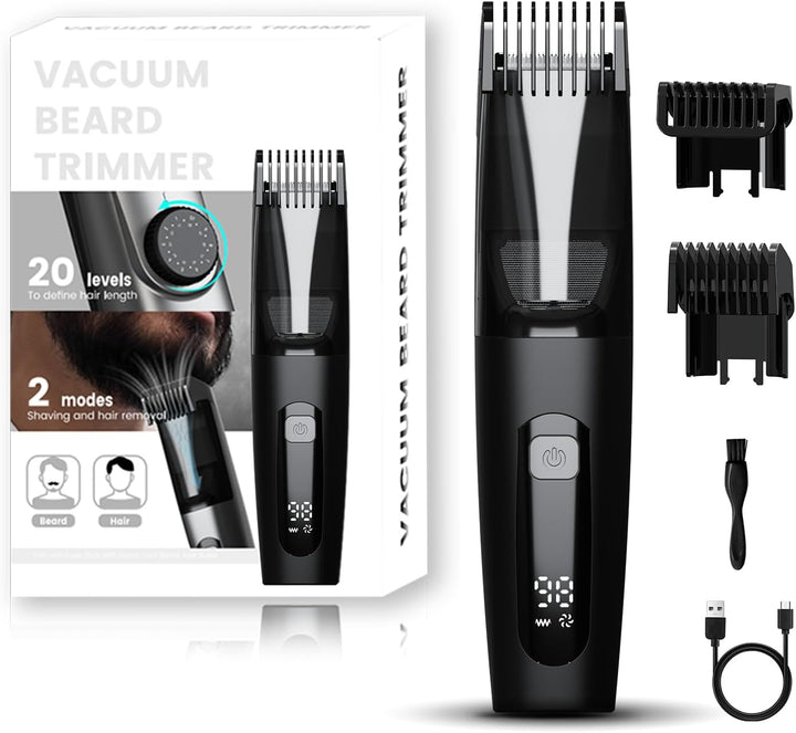 TEPOTZ Recortadora de barba al vacío para hombres, sin ensuciar, es...