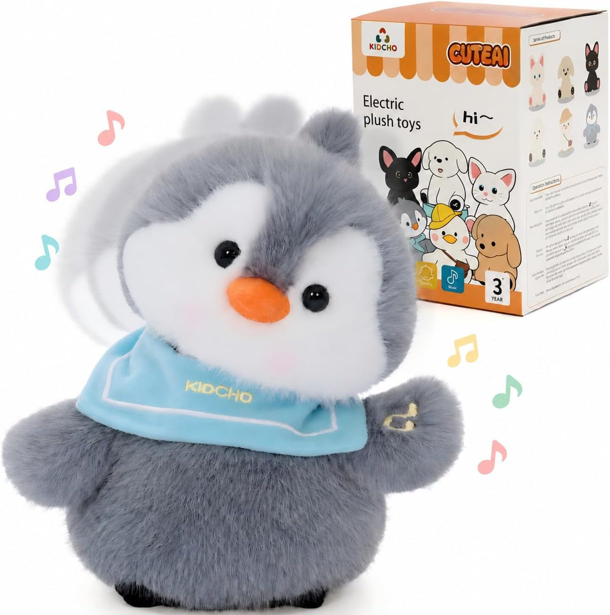 Juguete de la felpa del pingüino, 10" juguete musical interactivo