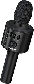 BONAOK - Micrófono inalámbrico Bluetooth de karaoke, 3 en 1; máquina altavoz con micrófono de karaoke portátil de mano para fiesta de cumpleaños o en casa, compatible con todos los teléfonos