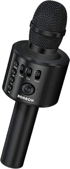 BONAOK - Micrófono inalámbrico Bluetooth de karaoke, 3 en 1; máquina altavoz con micrófono de karaoke portátil de mano para fiesta de cumpleaños o en casa, compatible con todos los teléfonos