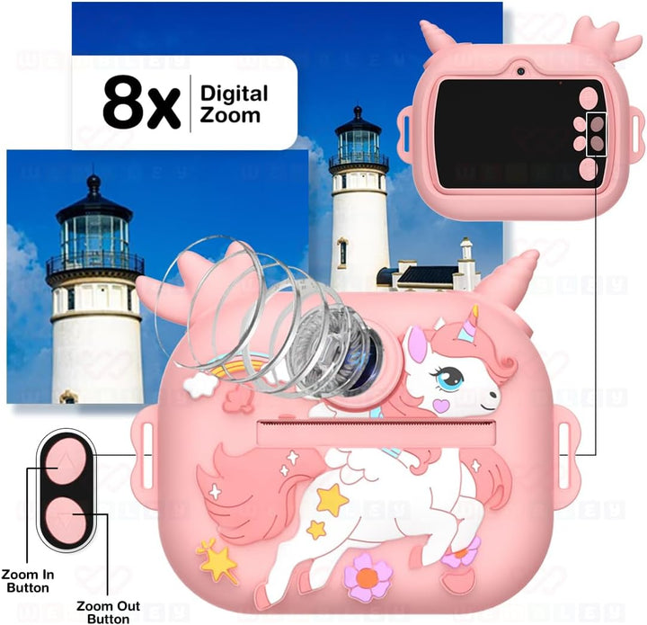 Wembley Unicorn Print - Cámara para niños con doble lente, tarjeta...