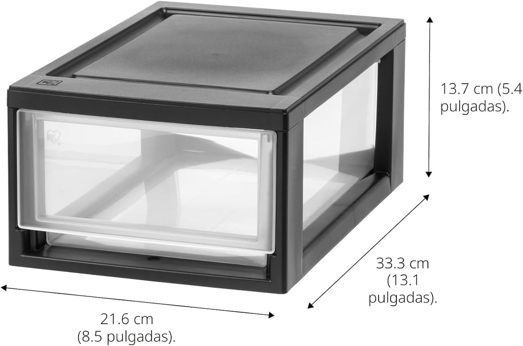 IRIS USA Paquete de 4, Organizadores apilables con cajones pequeños de 6 Qt., Negro