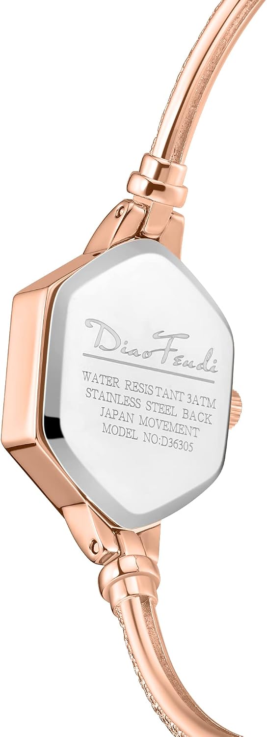 Reloj de pulsera pequeño de oro rosa para mujer, reloj de diamante analógico hexagonal de vestir, mini reloj impermeable para mujer