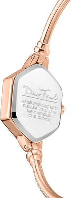 Reloj de pulsera pequeño de oro rosa para mujer, reloj de diamante analógico hexagonal de vestir, mini reloj impermeable para mujer