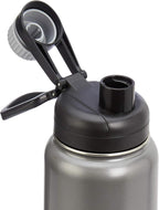Amazon Basics Botella de agua grande aislada de acero inoxidable, tapa de boquilla a prueba de fugas, sin BPA, aislada al vacío, mantiene las bebidas frías, portátil, 30.1 onzas, gris