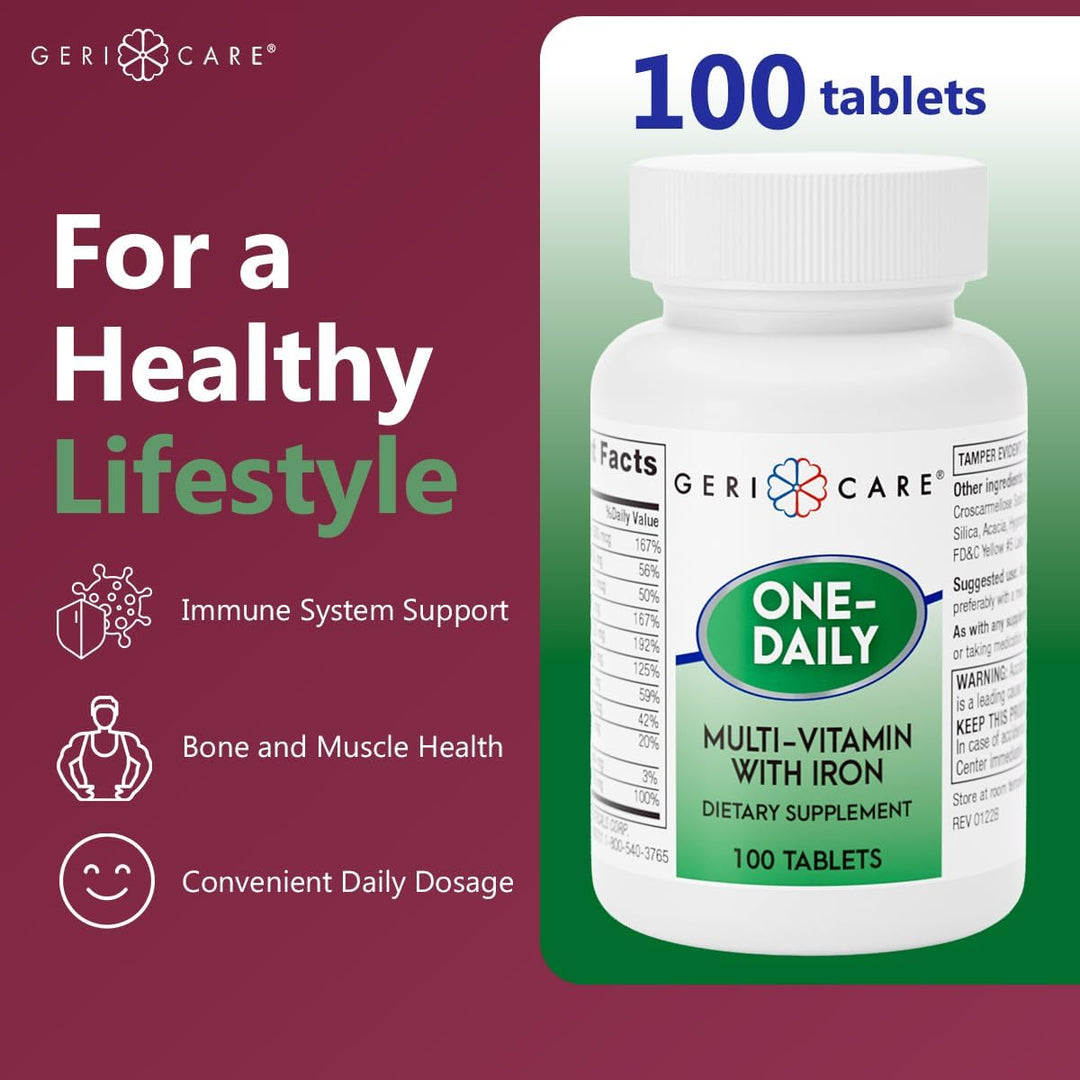 GeriCare Multi-vitamina con hierro para un día, suplemento nutricio...