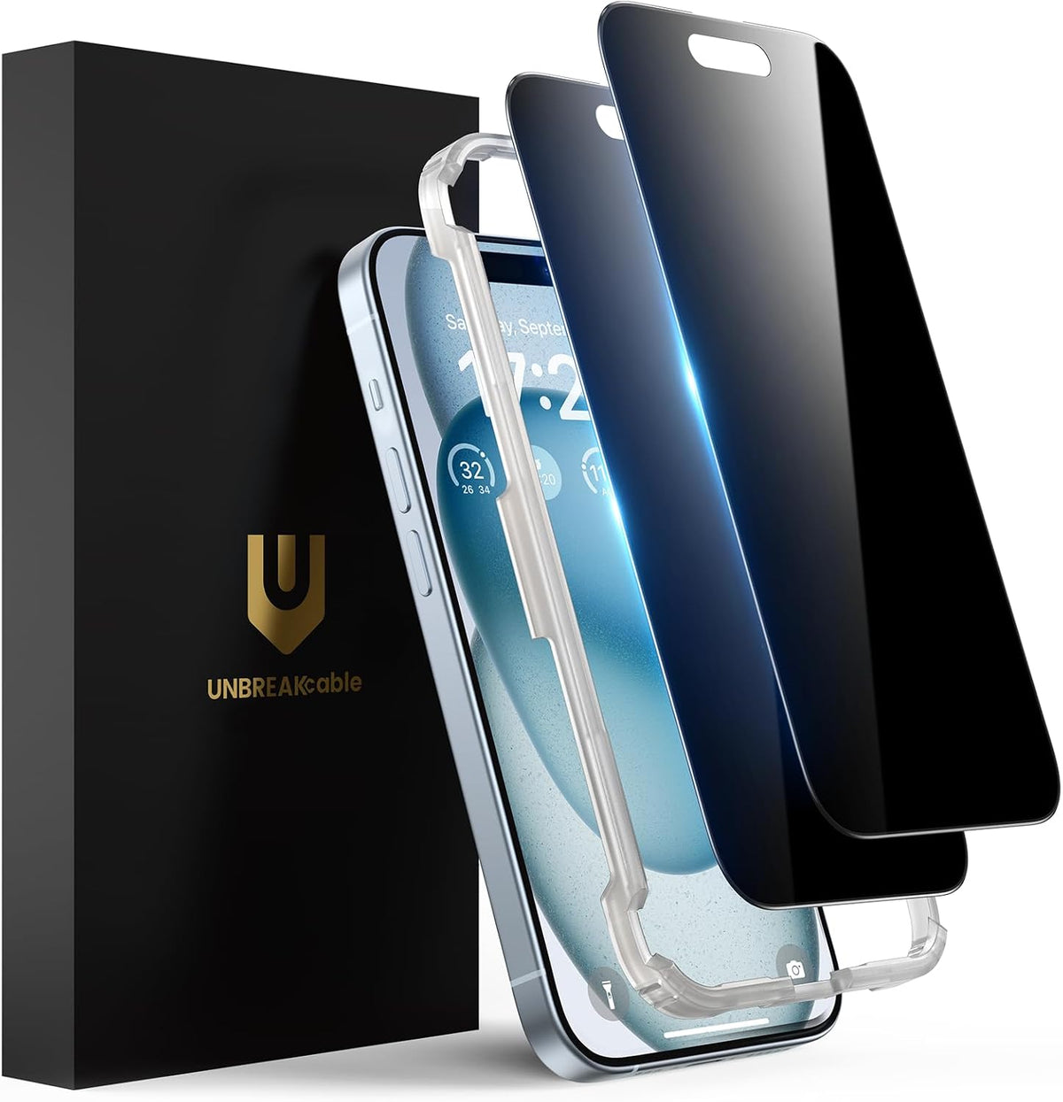 Protector de pantalla de privacidad UNBREAKcable para iPhone 15, paquete de 2