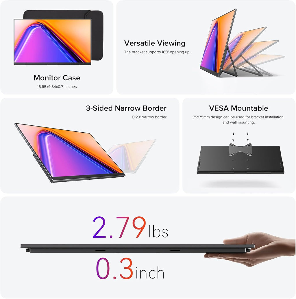 UPERFECT NxtLED™ Monitor portátil 18.5" 120Hz, pantalla profesi...