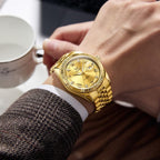 OLEVS Reloj Clásico para Hombre Diamante Analógico Lujo Acero Inoxidable a Dos Tonos Resistente al Agua con Fecha Luminous para Hombres