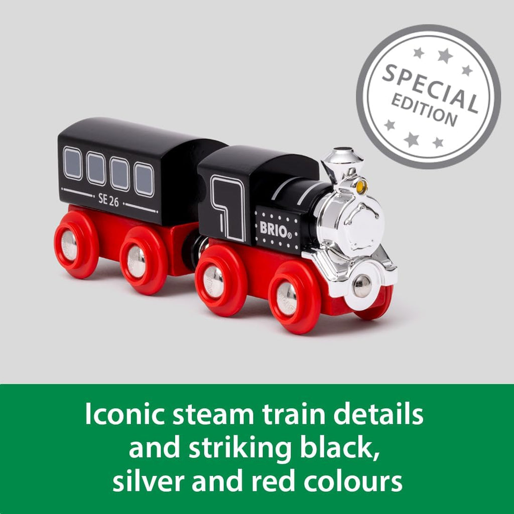 BRIO World Special Edition Train 2026 - Tren de vapor de madera de edición limitada de 2 piezas, diseño coleccionable, funciona con todos los juegos de ferrocarriles del mundo, niños a partir de 3