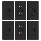 ELEGRP Cargador USB de pared, receptáculo USB con puertos USB tipo A y tipo C, enchufe dúplex de 15 amperios resistente a manipulaciones NEMA 5-15R, placa de pared incluida, certificación UL (paquete