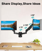MOUNT PRO Soporte de pared para monitor dual para 2 pantallas de computadora de hasta 32 pulgadas, brazo de pared de doble monitor con capacidad para hasta 19.8 libras cada uno, soporte de monitor de