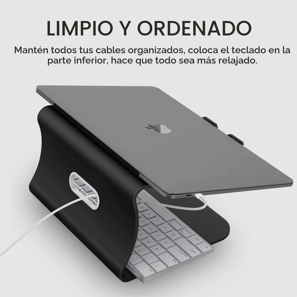 Soporte para portátil de aluminio con ventilación térmica para MacBook Air/Pro, Dell, HP, Lenovo, Microsoft Surface, Samsung de 11 a 16 pulgadas (negro)