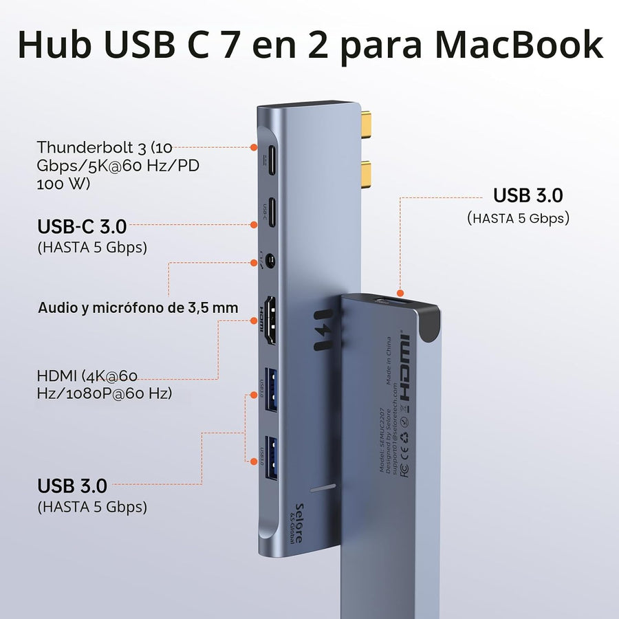 Adaptador USB C Hub HDMI para MacBook Pro\/Air M1 M2 M3 2024 2023 1...