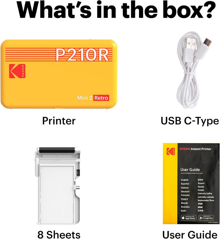 KODAK Mini 2 Retro 4PASS - Impresora fotográfica portátil (2.1 x 3....