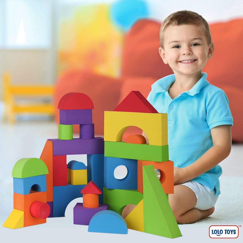 LOLO TOYS Bloques de espuma de construcción grandes para niños pequeños – Bloques de construcción gigantes gigantes grandes (30 piezas)