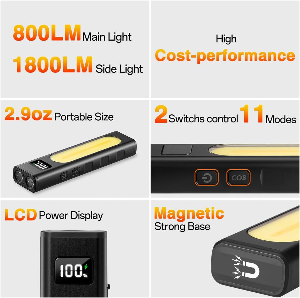 Linternas recargables 2P altos lúmenes 1800, base magnética para el