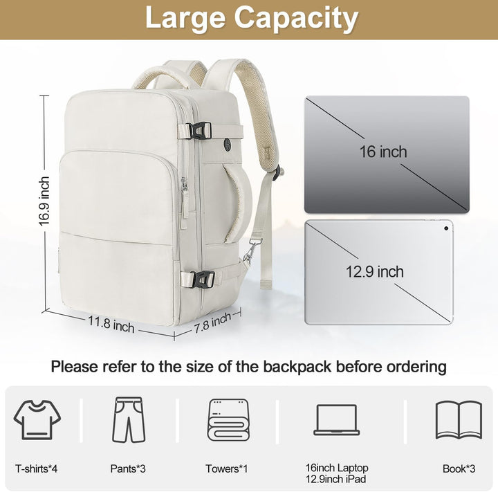 Mochila de Viaje Sinaliy, Beige, Grande, Viajes