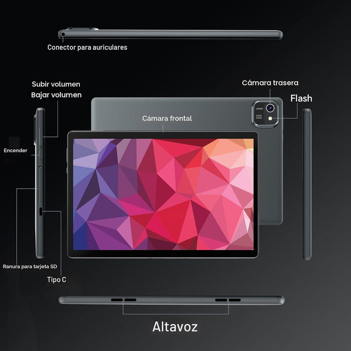 HNVHNV Tablet de 10 pulgadas Android 13, 6 GB RAM 64 GB ROM, proces...