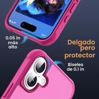 SKYLMW - Funda compatible con iPhone 16 con soporte magnético invisible tipo anillo, funda de grado militar para iPhone 16 de 6.1 pulgadas, compatible con MagSafe, gran sensación de agarre, rosa