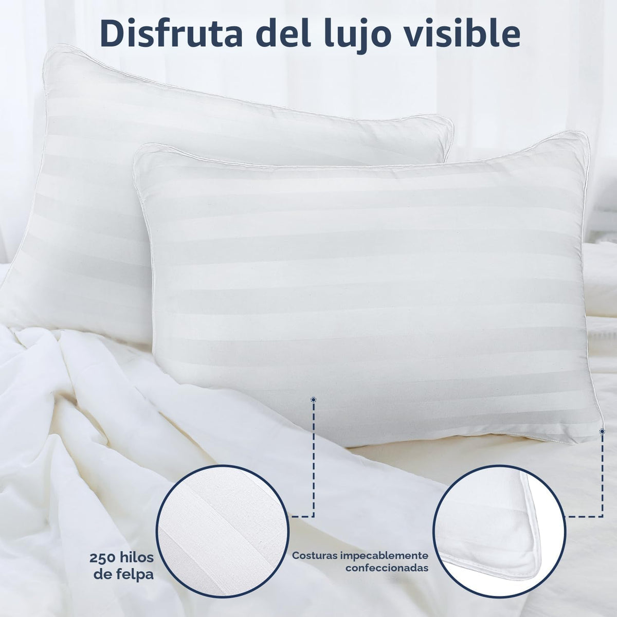 Juego de 2 almohadas de cama suaves para dormir mullidas tamaño