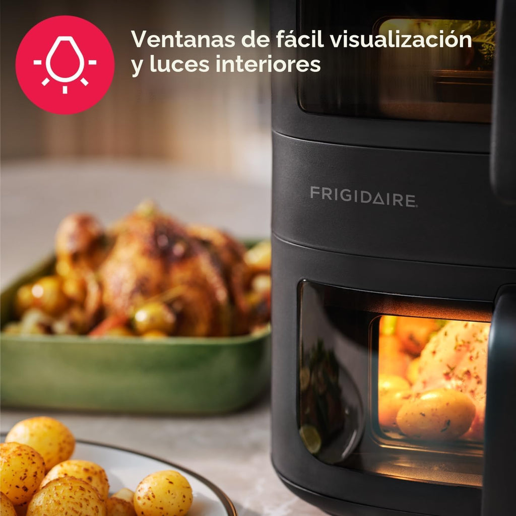 DualZone - Freidora de aire apilada 4 en 1, capacidad de 11.6 cuartos de galón, con sincronización de cocción y acabado de sincronización, 4 ajustes de freír de aire preprogramados, color negro