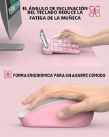 Colorido combo de teclado y mouse inalámbricos, teclas redondas, te...