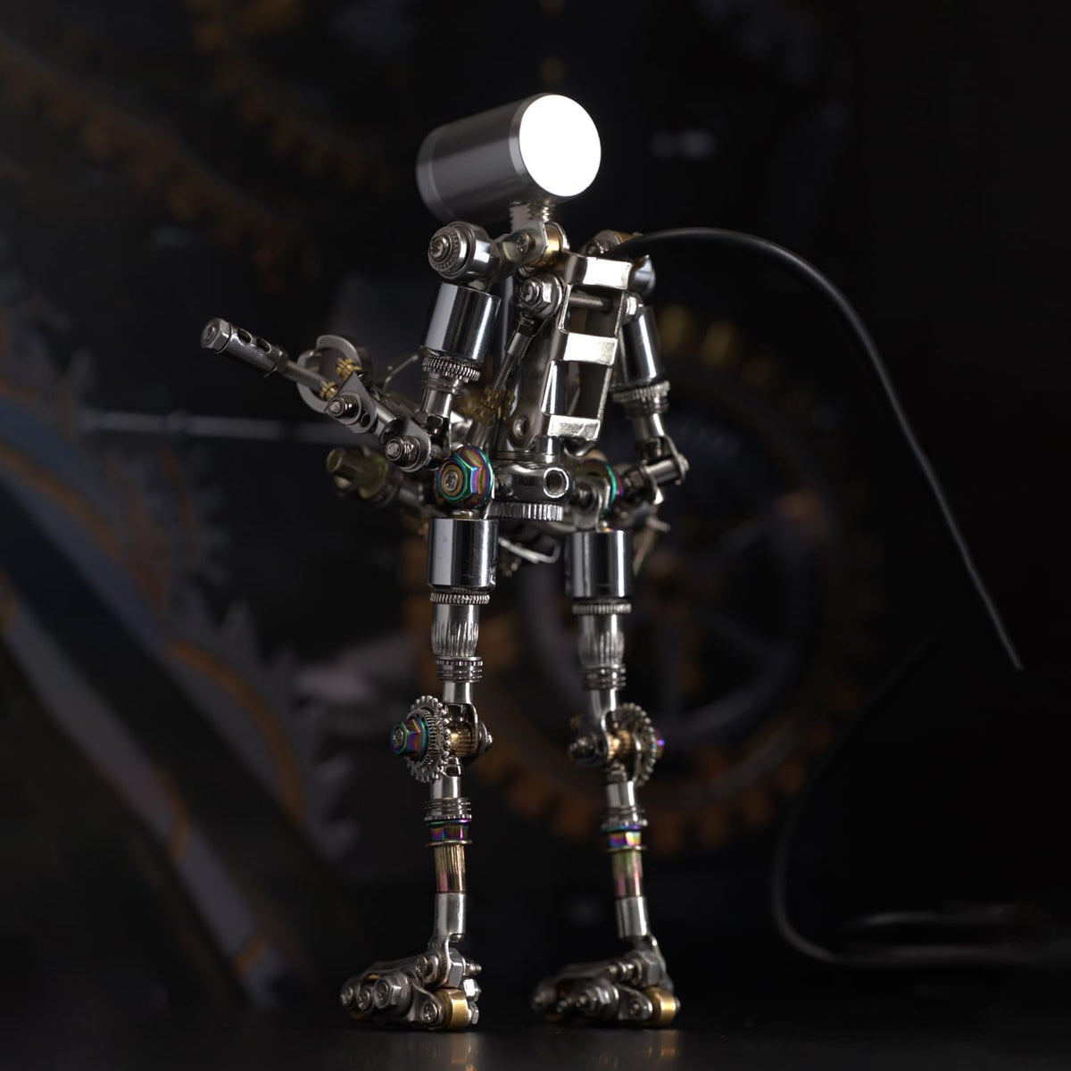 Mostarle Terminator M Rompecabezas de Metal 3D, Kit de Modelo de Robot Mecánico Arcynix DIY, Diseño de Ciencia Ficción con Característica de Luz LED, Regalo Único para Adultos y Adolescentes (Púrpura)