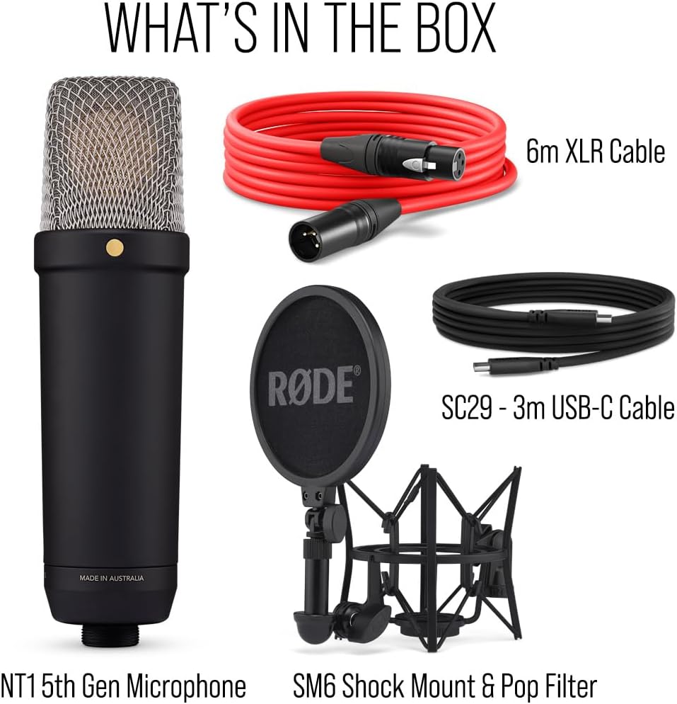 RØDE NT1 Micrófono condensador de estudio de diafragma grande de 5ª...