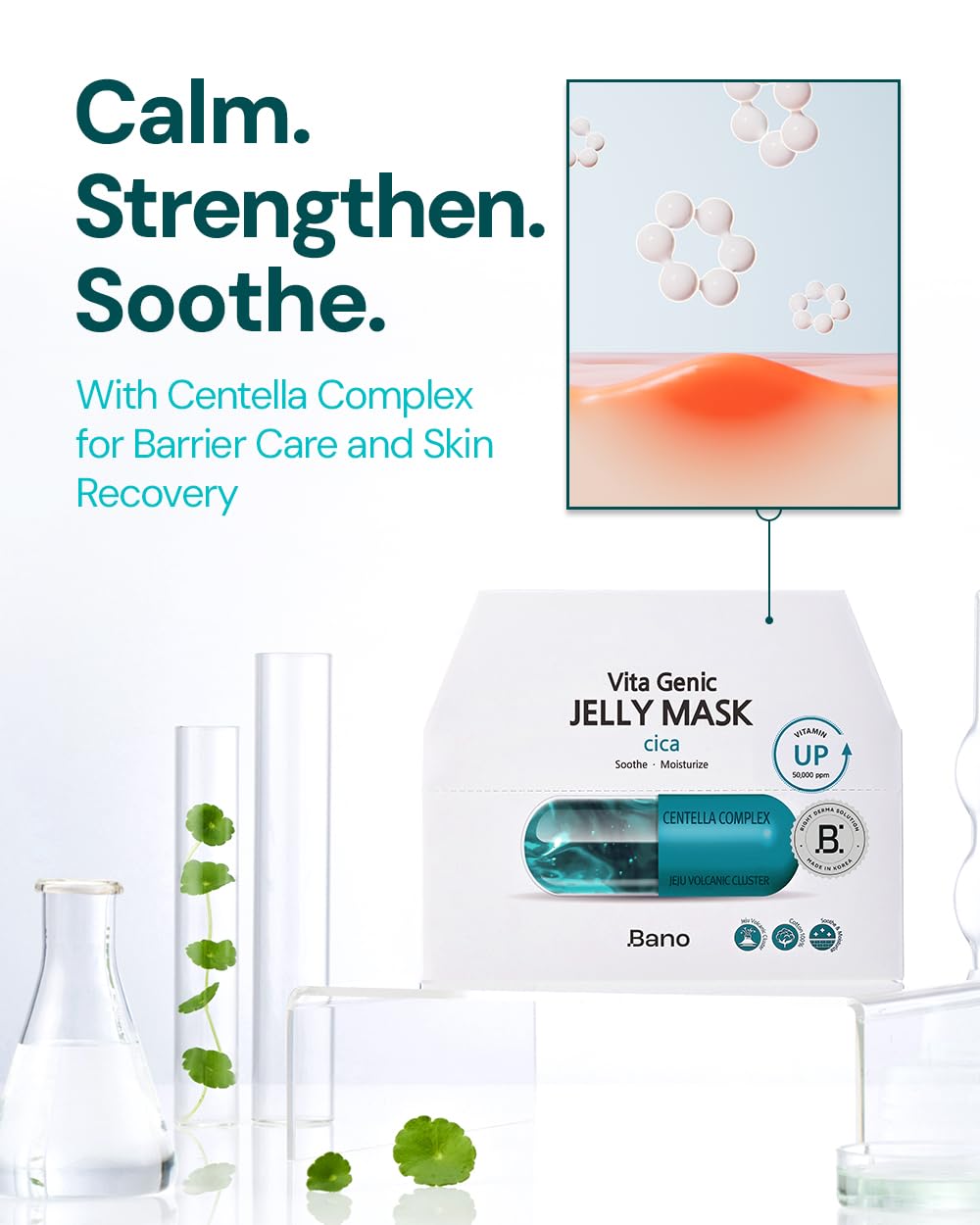 Bano Vita Genic Jelly Face CICA Mask 10EA - Mascarilla calmante e h...