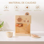 ibwaae Cafetera para niños, 10 piezas, juego de cafetera de juguete, juego de cocina de madera, juguetes para niños pequeños, accesorios de cocina, juegos de comida de juego de simulación para niñas y