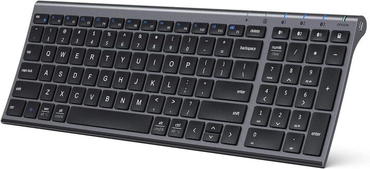 iClever - Teclado Bluetooth recargable para varios dispositivos, bl...