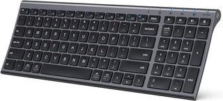 iClever - Teclado Bluetooth recargable para varios dispositivos, bl...