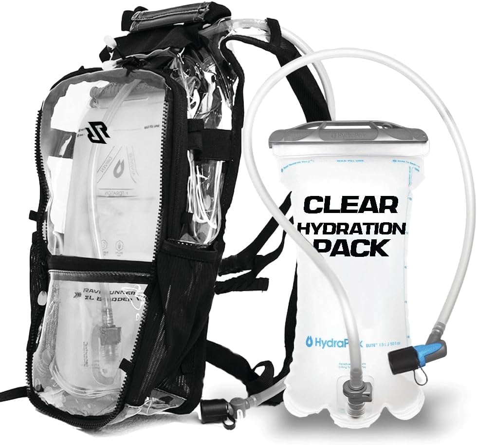 RAVERUNNER Mochila de hidratación antirrobo | Mochila rave aprobada por festivales para asistentes a conciertos, mochila de agua para festivales sin fugas para EDC, paquete de hidratación rave