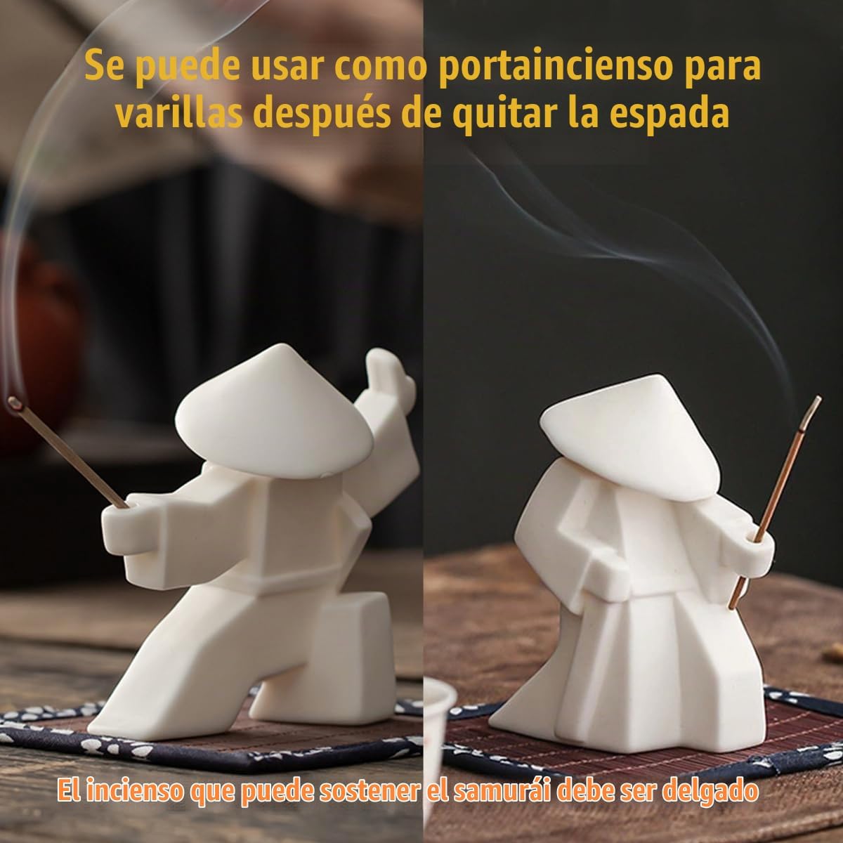 EAEMDY Figura de Samurái Figurilla Estatua de Guerrero Japonés Decoración para Mesa Habitación, Soporte de Incienso para Quemador de Varillas Soporte de Varillas de Incienso, Decoración de Figurilla
