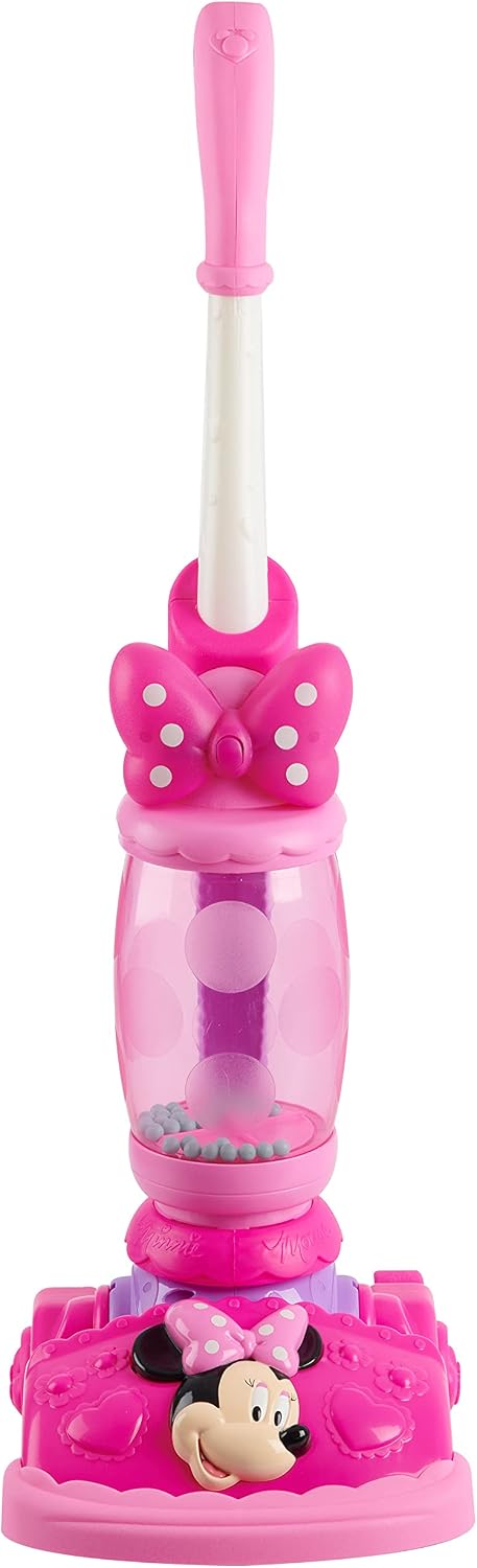 Just Play - Aspiradora de Disney Junior Minnie Mouse Twinkle Bows Play con luces y sonidos realistas, juguetes para niños de 3 años en adelante