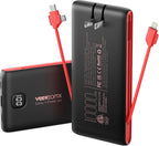VEEKTOMX Cargador portátil con cables incorporados y enchufe de pared de CA, Negro rojo