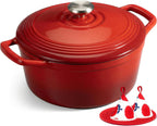 Overmont - Horno holandés de hierro fundido esmaltado, olla de 5.5 cuartos