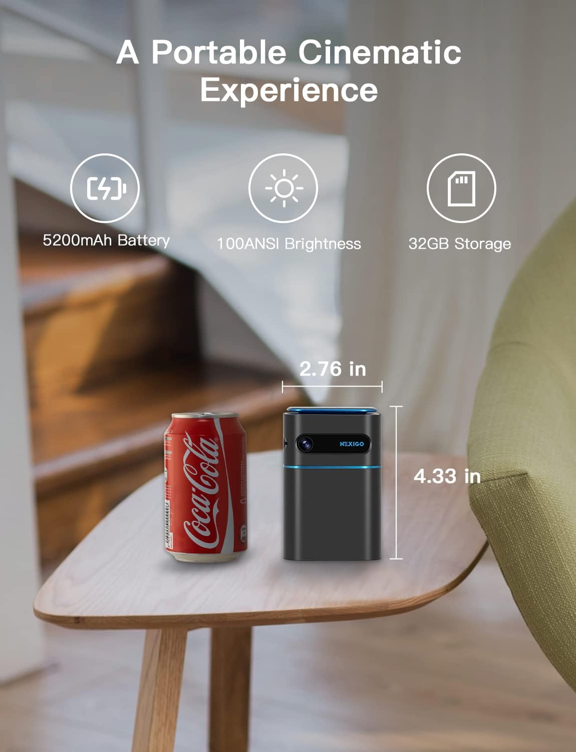 NexiGo Mini proyector portátil WiFi inteligente, compatible con 4K,...
